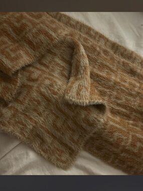 Cozy Brushed Knit Scarf in Camel & Cream